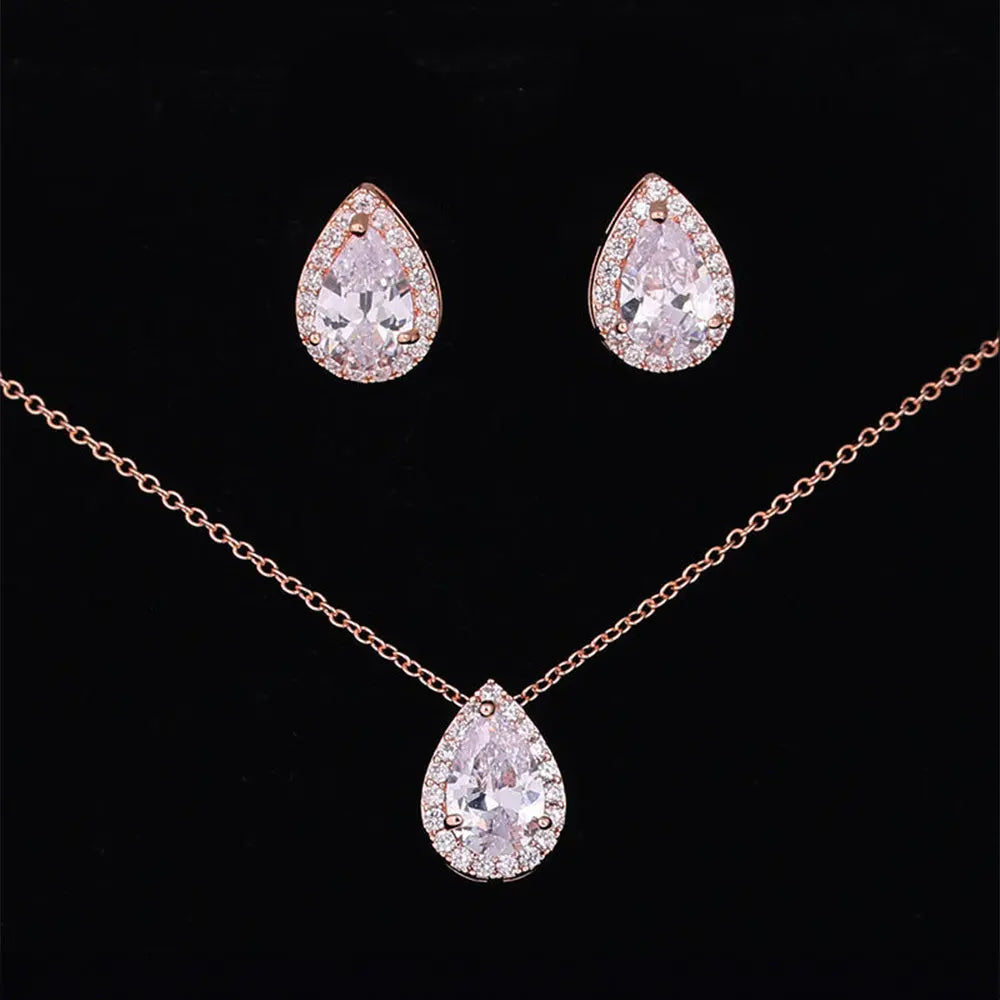 Timeless Zircon Wedding Set with Necklace and Earrings - Gems Ritual