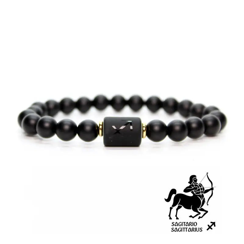 Astrology Birthstone Bracelet – Black Agate Protection Beads Gems Ritual