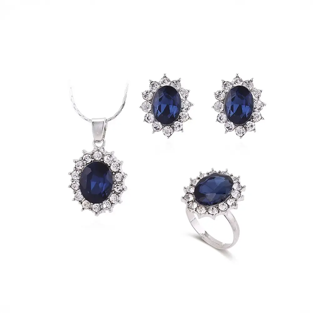 Glamorous Sapphire Jewelry Set with Zirconia Accents Gems Ritual