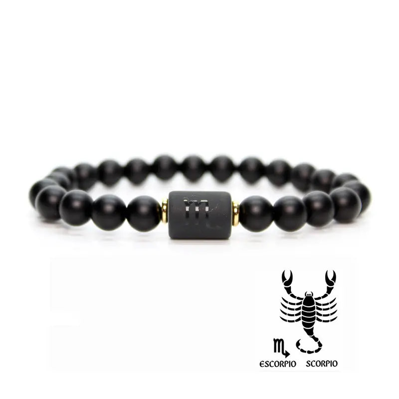 Astrology Birthstone Bracelet – Black Agate Protection Beads Gems Ritual