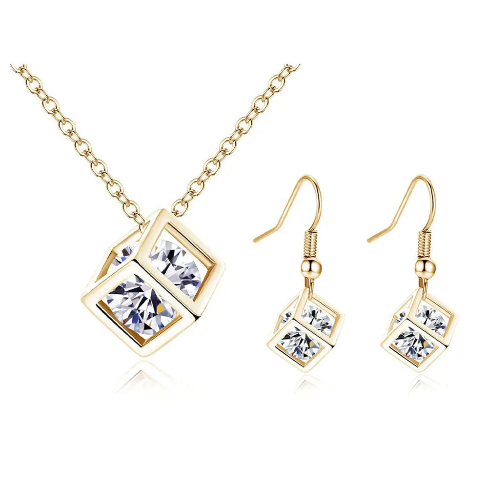 Geometric Zircon Jewelry Set – Modern Elegance in Every Detail - Gems Ritual