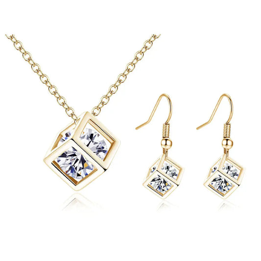 Geometric Zircon Jewelry Set – Modern Elegance in Every Detail - Gems Ritual