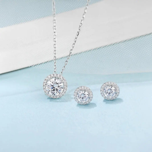 Ethical Moissanite Jewelry Set with Necklace and Earrings - Gems Ritual