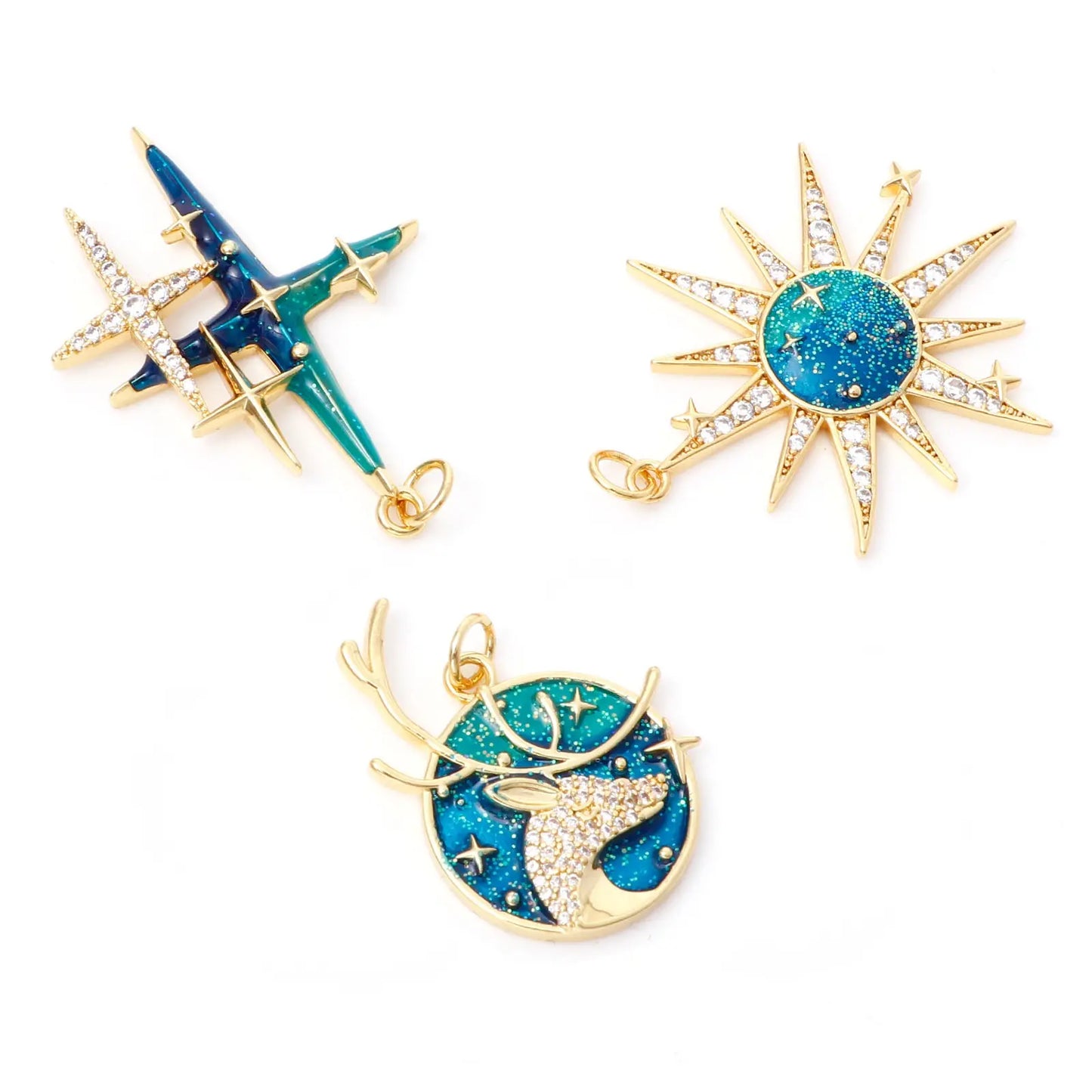 Celestial Zircon Necklace – Sun, Moon & Star Jewelry Gems Ritual