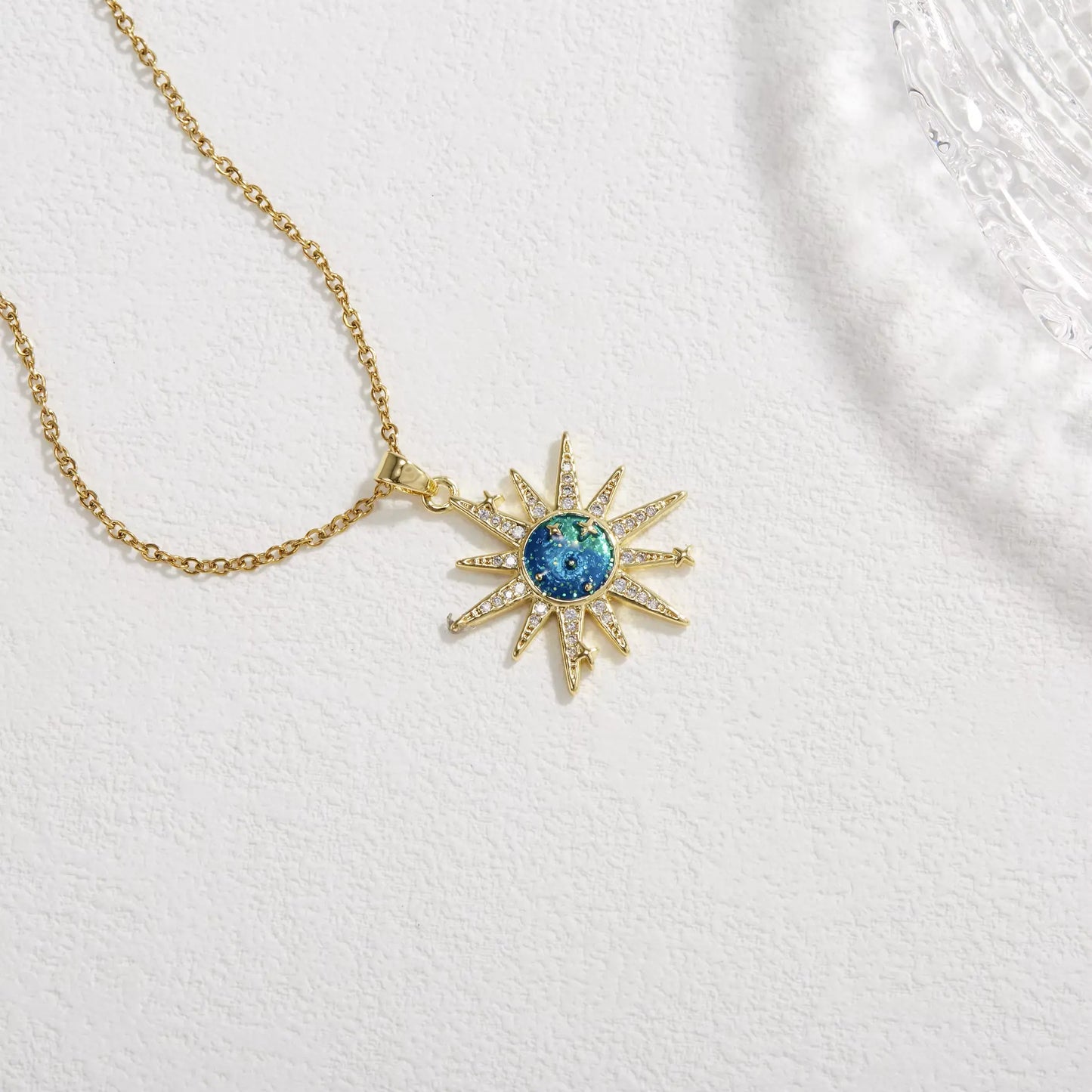 Celestial Zircon Necklace – Sun, Moon & Star Jewelry Gems Ritual