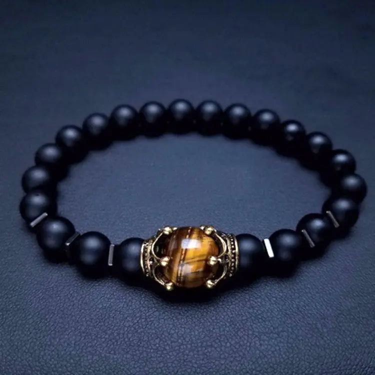 Royal Crown Gemstone Bracelet – Natural Stone Beads Gems Ritual