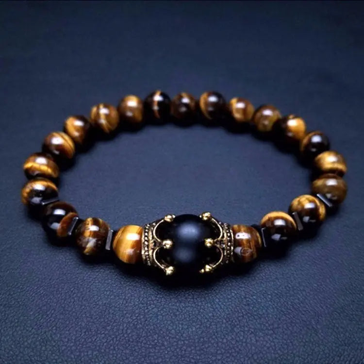 Royal Crown Gemstone Bracelet – Natural Stone Beads Gems Ritual
