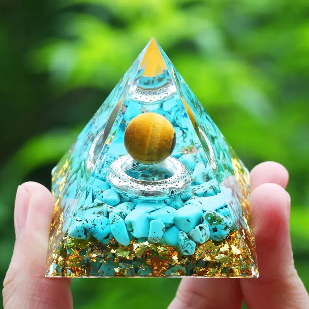 Meditation Orgonite Pyramid with Natural Crystals for Vibrational Healing Gems Ritual
