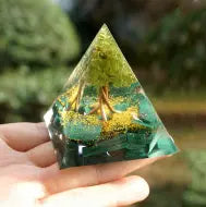 Crystal Orgonite Energy Pyramid – Reiki Infused Chakra Healing Decor Gems Ritual