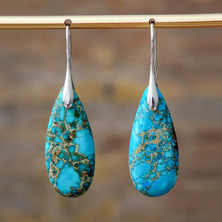 Bohemian Emperor Stone Teardrop Earrings - Gems Ritual