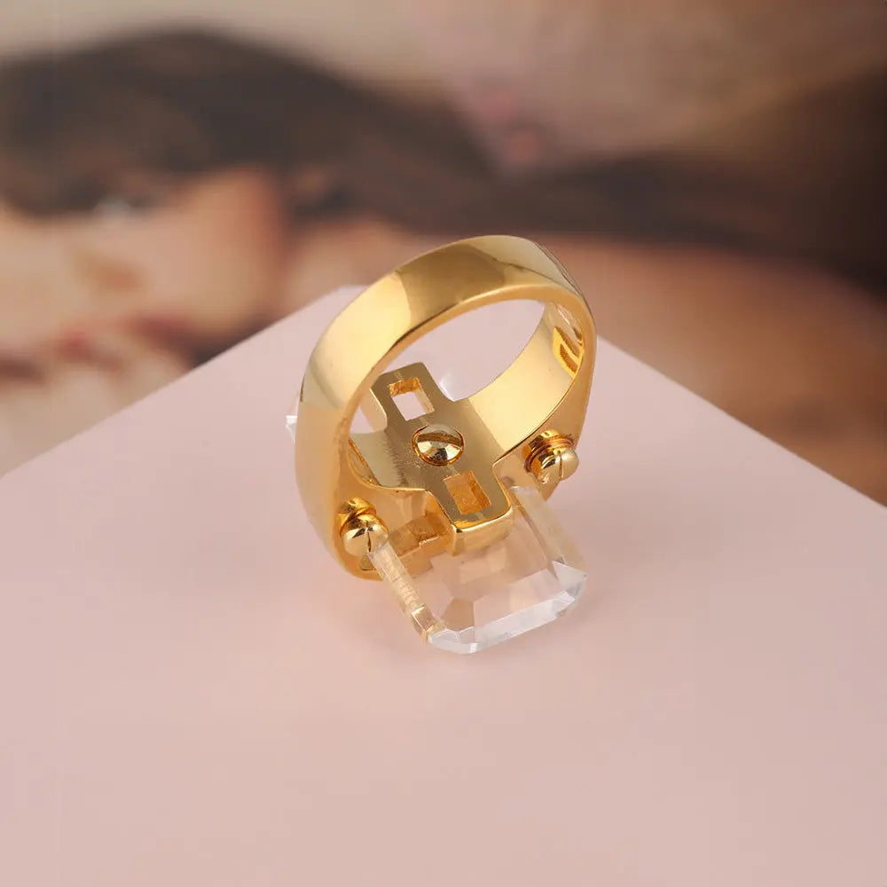 Sophisticated Natural Stone Ring with a Contemporary Twist - Gems Ritual