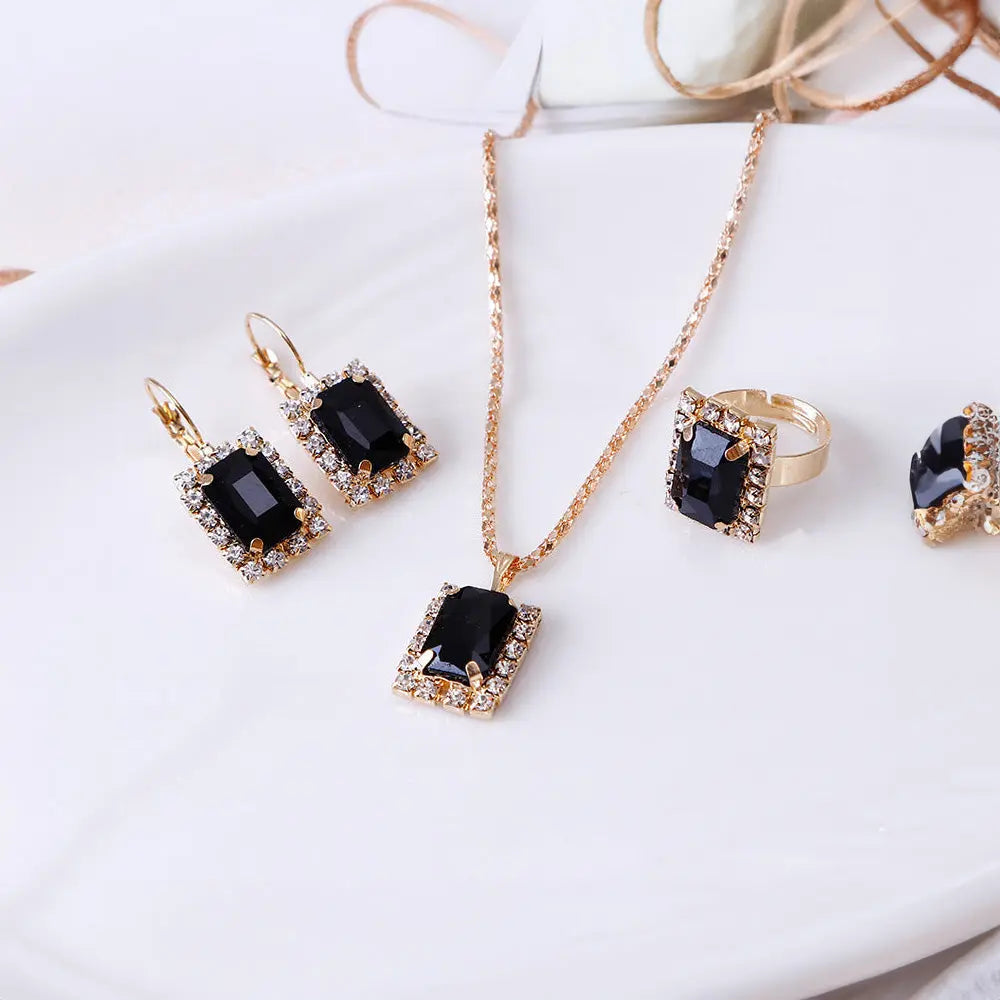 Elegant Wedding Jewelry Set with Crystals - Gems Ritual