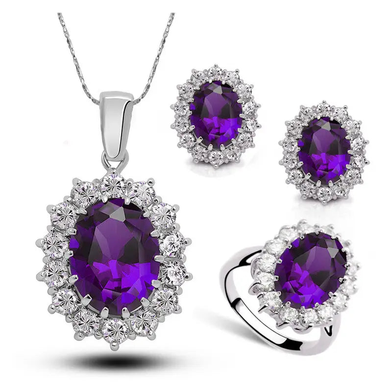 Glamorous Sapphire Jewelry Set with Zirconia Accents Gems Ritual