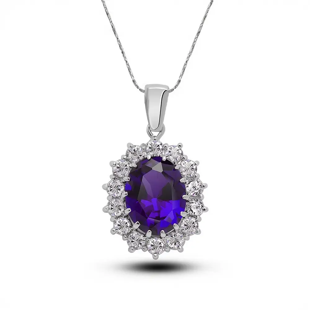 Glamorous Sapphire Jewelry Set with Zirconia Accents Gems Ritual