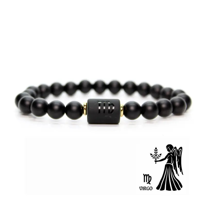 Astrology Birthstone Bracelet – Black Agate Protection Beads Gems Ritual