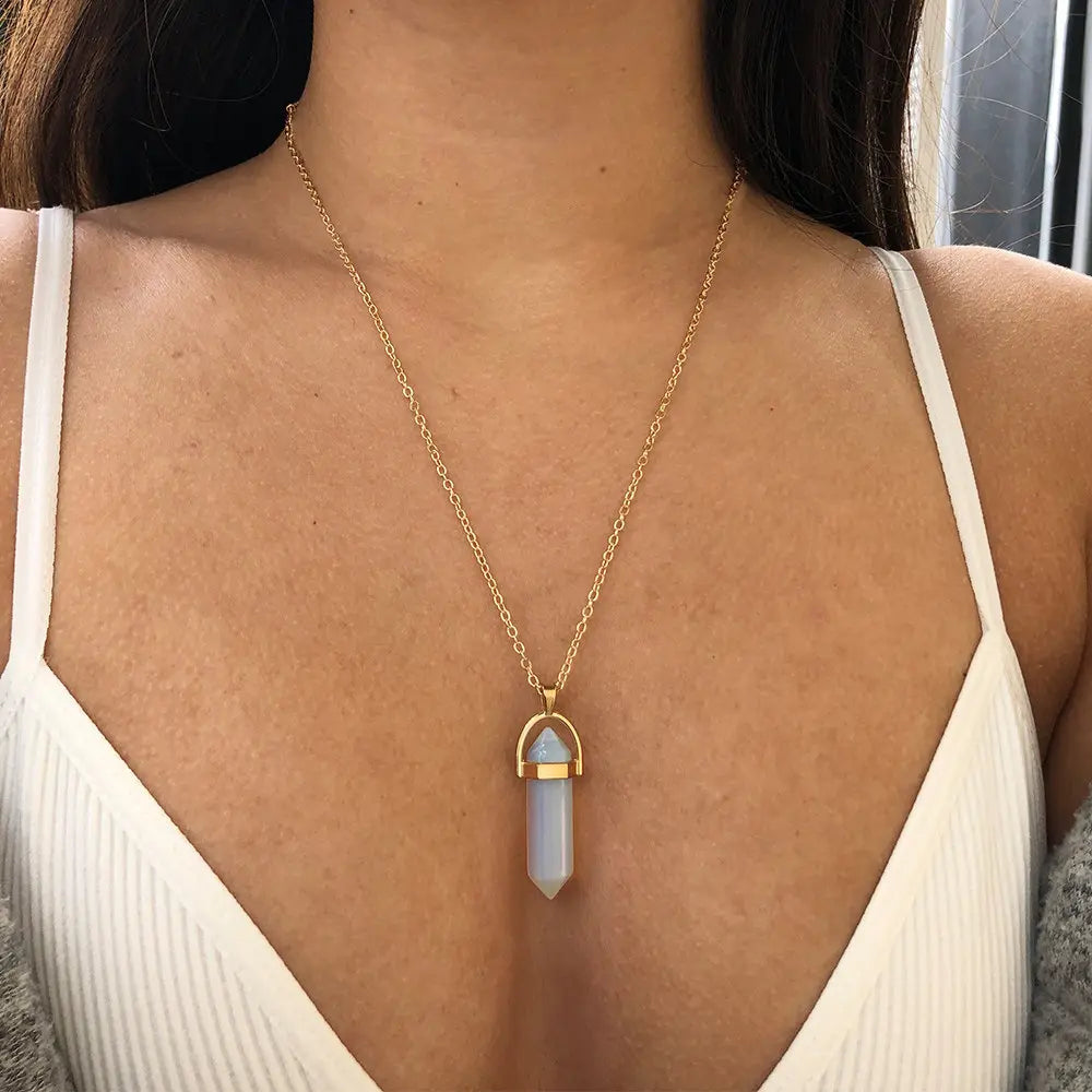 Hexagon Healing Crystal Necklace – Timeless Energy Jewelry Piece Gems Ritual