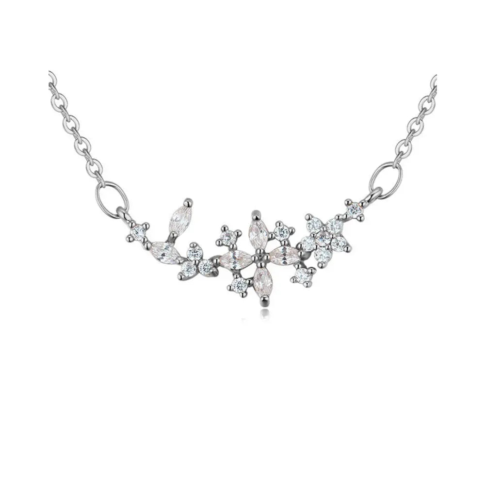 Floral Zircon Crystal Necklace with Delicate Design - Gems Ritual