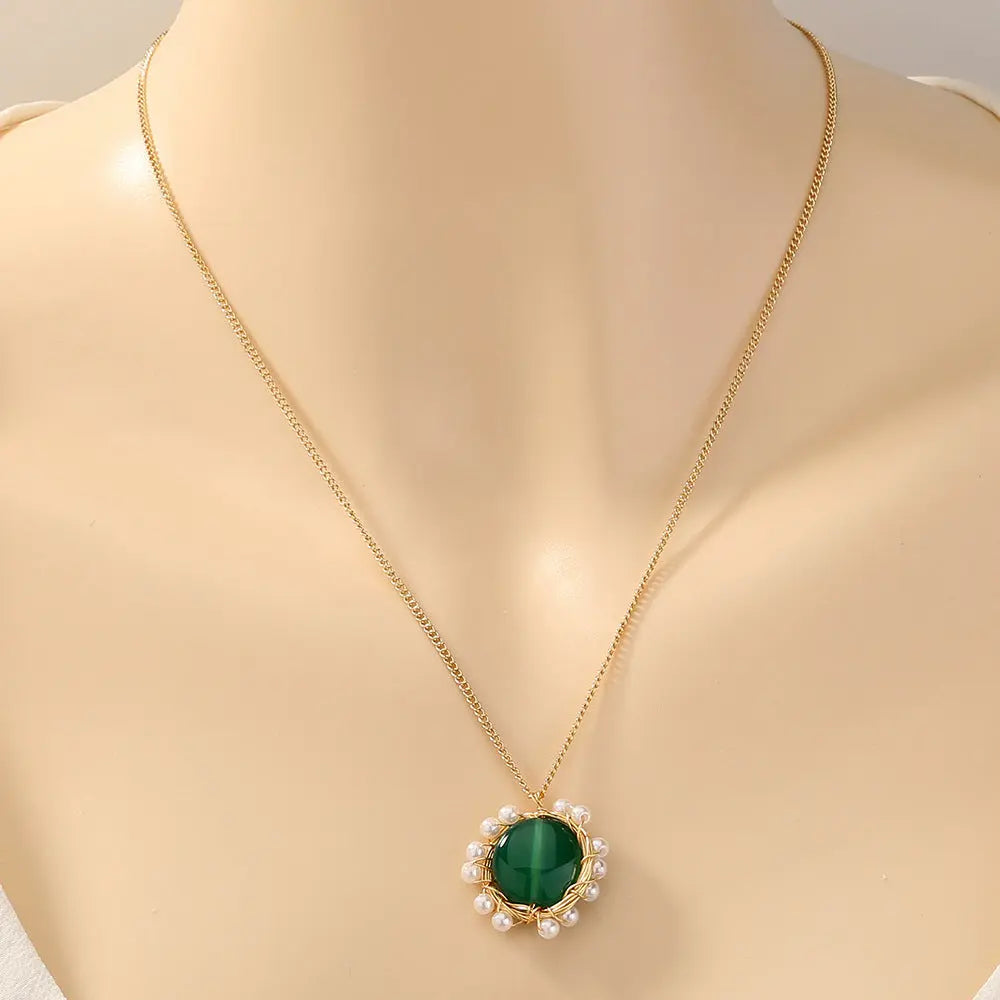 Vintage Zircon Necklace - Tree of Life Design Gems Ritual