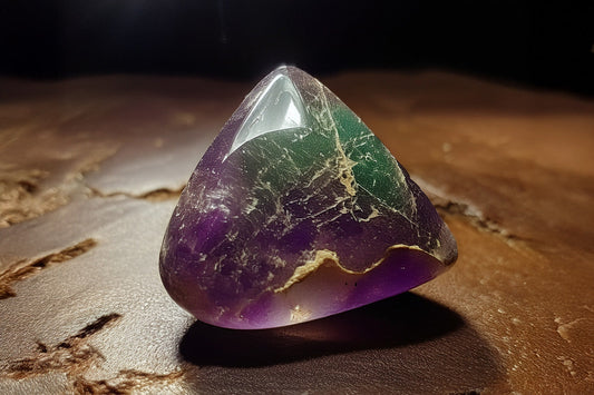 Cover image of alexandrite stone showing its unique color change from green-blue to red-purple