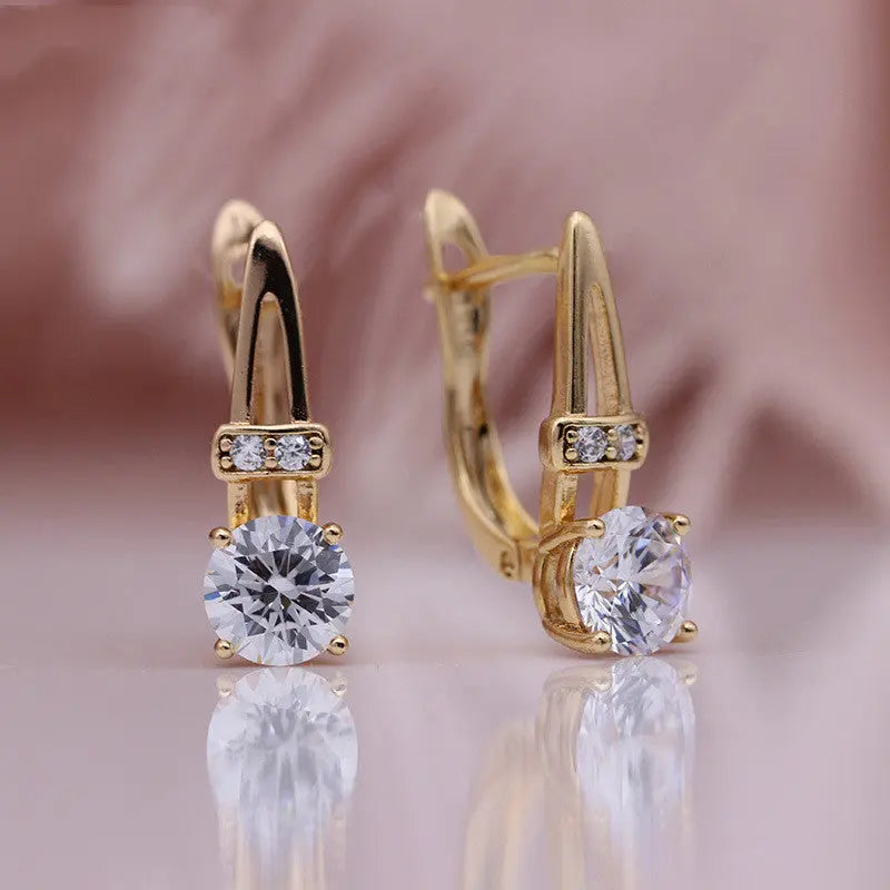 Sophisticated Rose Gold Jewelry Set – Round Zircon Bridal Accessories - Gems Ritual