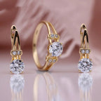 Sophisticated Rose Gold Jewelry Set – Round Zircon Bridal Accessories - Gems Ritual