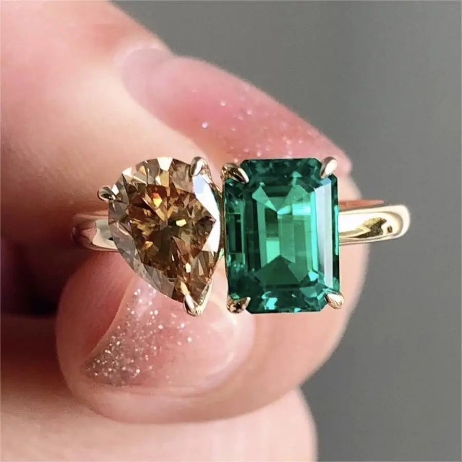 Two-Tone Zircon Ring for Elegant Looks - Gems Ritual