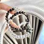 Yin Yang Bracelet – Black & White Natural Crystal Beads - Gems Ritual