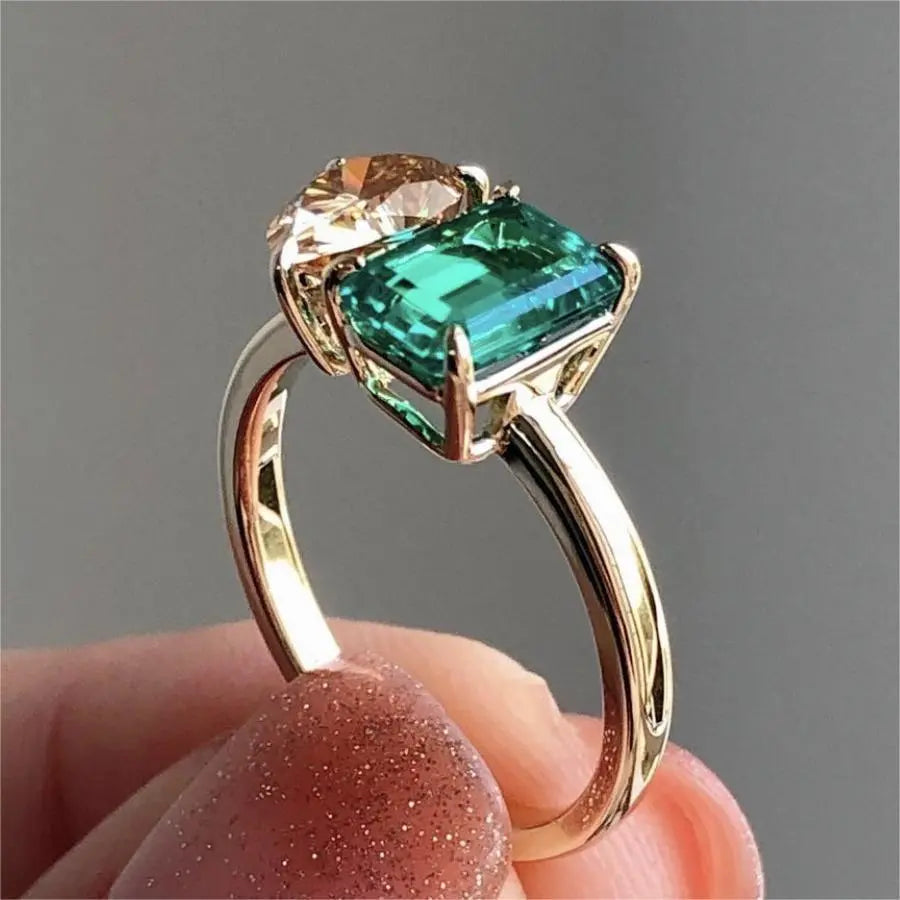 Two-Tone Zircon Ring for Elegant Looks - Gems Ritual