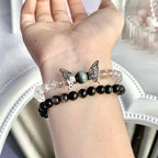 Yin Yang Bracelet – Black & White Natural Crystal Beads - Gems Ritual