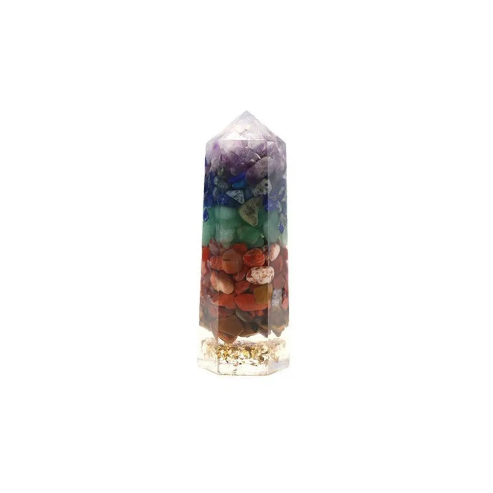 Chakra Energy Crystal Gift Set with Resin Crystal Tower Gems Ritual