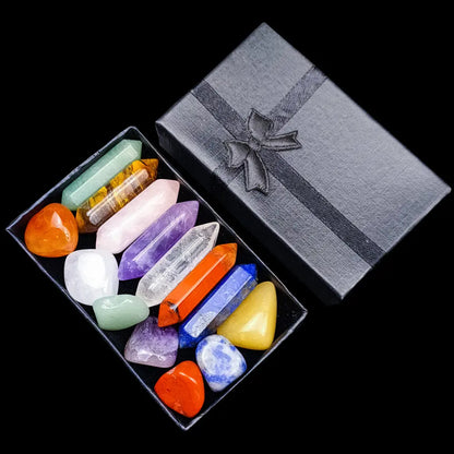 Coffret de Méditation - Aventurine &amp; Oeil de Tigre &amp; Améthyste &amp; Cristal