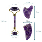 Premium Amethyst Face Roller & Scraping Tool Kit Gems Ritual