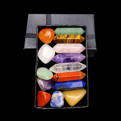 Coffret de Méditation - Aventurine &amp; Oeil de Tigre &amp; Améthyste &amp; Cristal