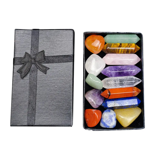 Coffret de Méditation - Aventurine &amp; Oeil de Tigre &amp; Améthyste &amp; Cristal