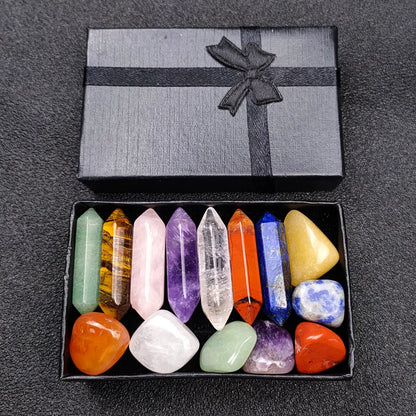 Coffret de Méditation - Aventurine &amp; Oeil de Tigre &amp; Améthyste &amp; Cristal