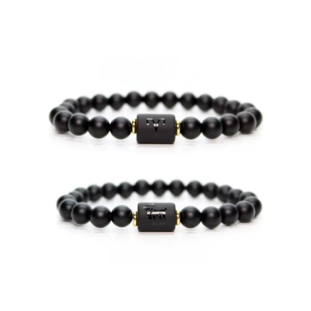 Astrology Birthstone Bracelet – Black Agate Protection Beads Gems Ritual