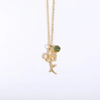 Personalized Birthstone Necklace – Elegant Zircon Flower Pendant Gems Ritual