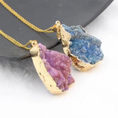 Raw Crystal Pendant Necklace Gems Ritual