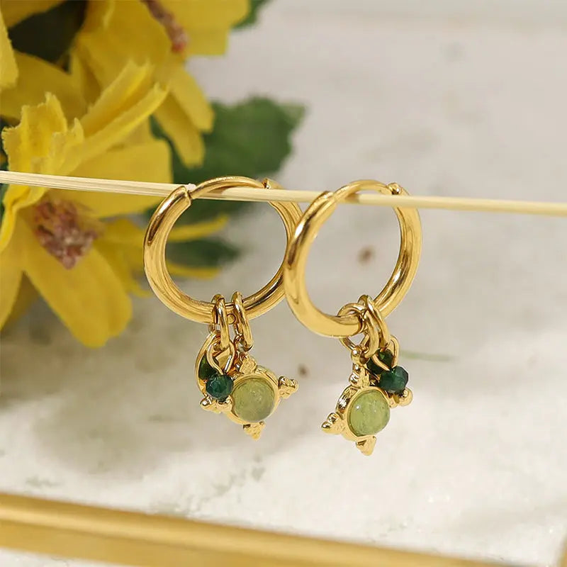 Green Aventurine Earrings for Mindful Elegance - Gems Ritual