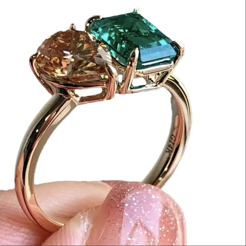 Two-Tone Zircon Ring for Elegant Looks - Gems Ritual