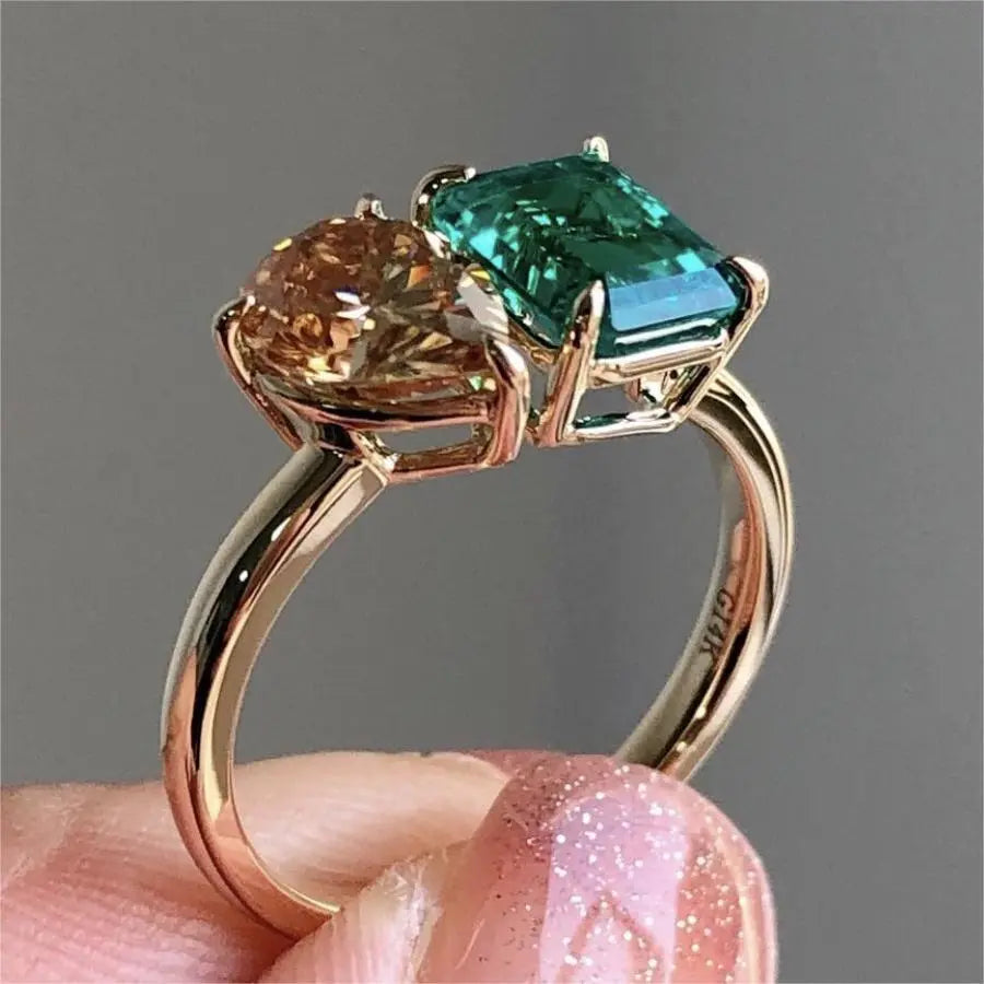 Two-Tone Zircon Ring for Elegant Looks - Gems Ritual