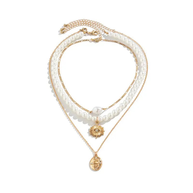 Starfish Pearl Shell Layered Necklace Set – 3 - Piece Beach Jewelry - Gems Ritual