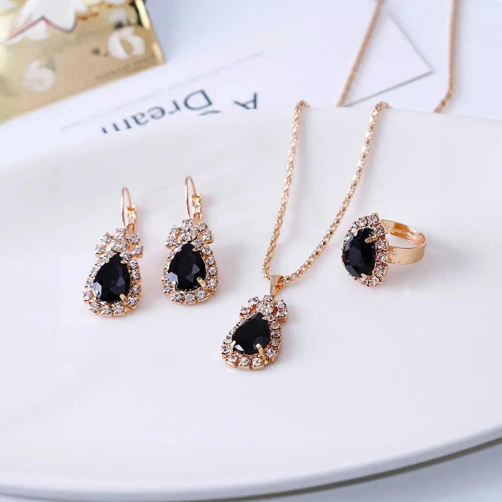 Luxury Water Drop Jewelry Bridal Set Gems Ritual