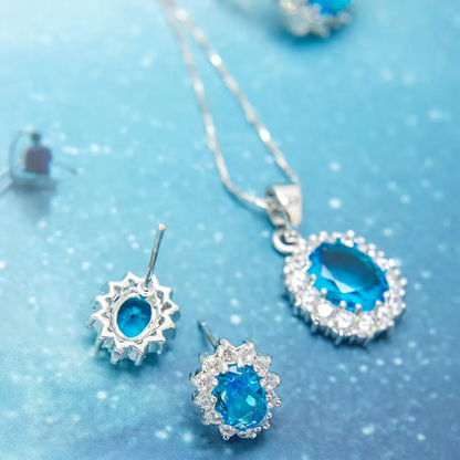 Glamorous Sapphire Jewelry Set with Zirconia Accents Gems Ritual