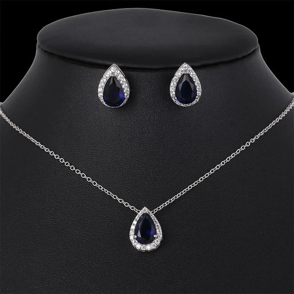 Glamorous Teardrop Zircon Wedding Set Gems Ritual