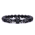 Crowned Elegance Volcanic Beads Bracelet for Unisex Style - Gems Ritual