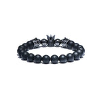 Crowned Elegance Volcanic Beads Bracelet for Unisex Style - Gems Ritual