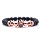 Crowned Elegance Volcanic Beads Bracelet for Unisex Style - Gems Ritual