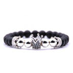 Crowned Elegance Volcanic Beads Bracelet for Unisex Style - Gems Ritual