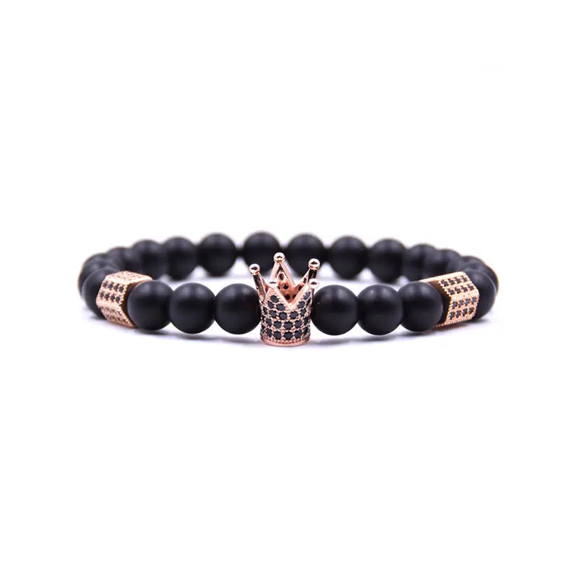 King's Crown Gem Bracelet – Classic Zircon & Bead Design - Gems Ritual